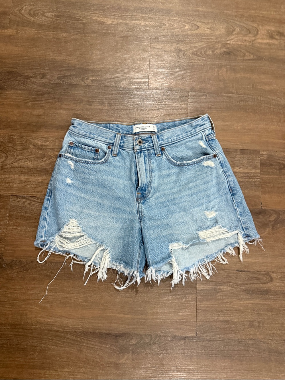 Abercrombie & Fitch Light Blue Distressed Denim Cutoff Shorts